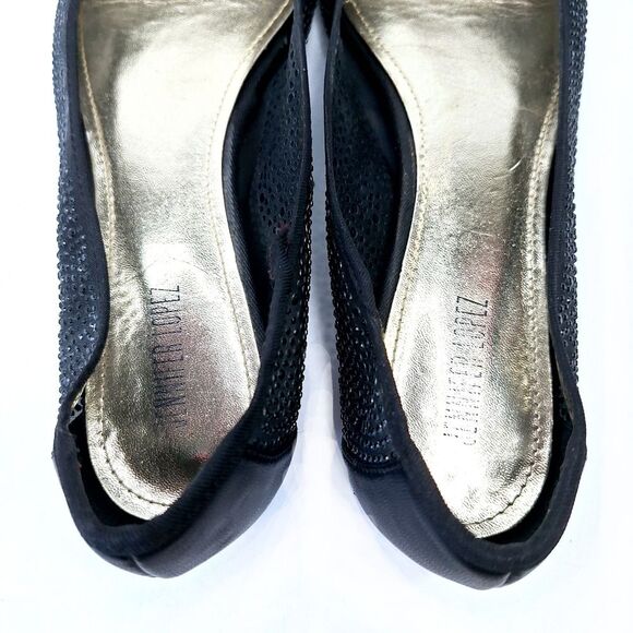 Jennifer Lopez Black Crystal Semi Sheer Pointy Toe Shoes Dress Flats Sz 9 - Picture 10 of 11